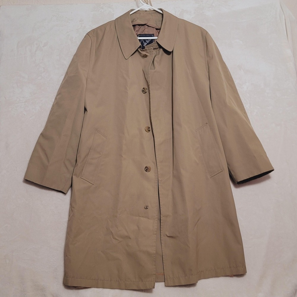 John Weitz Coat Mens 46 Regular Aberdeen Trench Jacket Lined Classic Rain